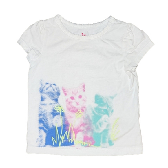CIRCO White Short Sleeve Tee with Kittens - Picture 1 of 4